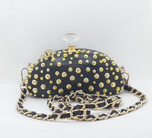Load image into Gallery viewer, &quot;BLACK GOLD STUDDED &quot; Focsii &quot;Glam Clutch&quot; purse Clutch
