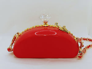 "RED GOLD STUDDED " purse Clutch