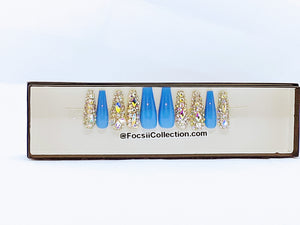 "BLUE ICE" Press on Nails