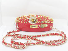 Load image into Gallery viewer, &quot;RED GOLD STUDDED &quot; purse Clutch

