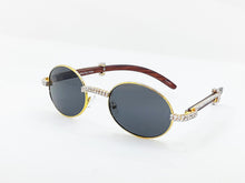 Load image into Gallery viewer, &quot;Layin Low&quot; (Faded Black Mulberry lens /Gold /Brown Wood) (Men &amp; women)
