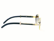 Load image into Gallery viewer, &quot;Low Key&quot; (Black Smoke lens/Gold/ Black Wood) Sunglasses (Men &amp; women)

