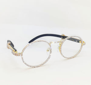 "Old School" 90's Retro (Bridge Nose) glasses Gold/Black wood (for Men &women)