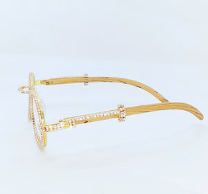 "Old School" 90's (Bridge Nose) glasses Sand Brown/Gold (for Men &women)