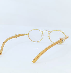 "Old School" 90's (Bridge Nose) glasses Sand Brown/Gold (for Men &women)
