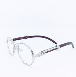 "Old School" 90's (Bridge Nose) glasses Sliver/Brown wood (for Men &women)