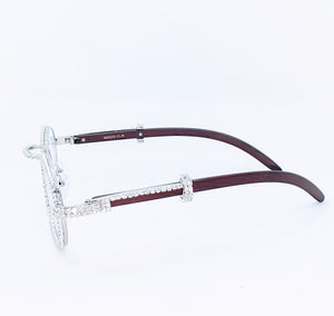 "Old School" 90's (Bridge Nose) glasses Sliver/Brown wood (for Men &women)