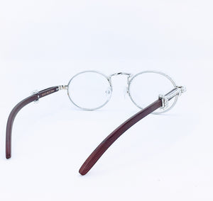 "Old School" 90's (Bridge Nose) glasses Sliver/Brown wood (for Men &women)