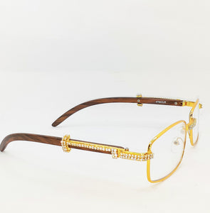 "Sophisticated" Gold Rim /Brown wood (for Men &women)