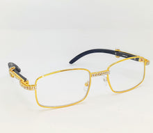 Load image into Gallery viewer, &quot;Sophisticated&quot; Gold Rim / Black wood glasses (for Men &amp;women)
