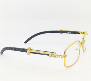 "Sophisticated" Gold Rim / Black wood glasses (for Men &women)