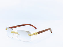 Load image into Gallery viewer, &quot;Buffed Up&quot; Large (Clear tent lens/Gold/ Brown wood)(for Men &amp;women)
