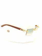 Load image into Gallery viewer, &quot;Saucey&quot; Light Green lens Gold/Brown wood
