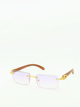 Load image into Gallery viewer, &quot;Saucey&quot; Blue Lens Gold /Brown wood (Men &amp;women)
