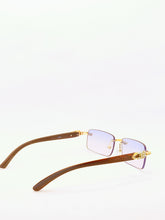 Load image into Gallery viewer, &quot;Saucey&quot; Blue Lens Gold /Brown wood (Men &amp;women)
