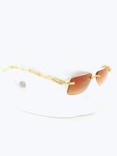 Load image into Gallery viewer, &quot;Creme&quot; Brown lens Gold/ Cream Sand Marble arms (Men &amp;women)
