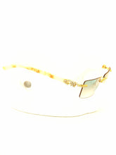 Load image into Gallery viewer, &quot;Creme&quot; Light Green lens Gold/ Cream Sand Marble arms (Men &amp;women)
