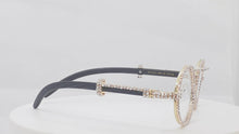 Load and play video in Gallery viewer, &quot;Old School&quot; 90&#39;s Retro (Bridge Nose) glasses Gold/Black wood (for Men &amp;women)
