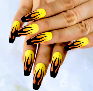 "Hot Flames " Press on Nails