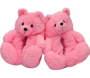 "Plush Teddy Bear" Slippers Shoes (Barbie Pink)(One Size fit All)
