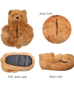 "Plush Teddy Bear" Slippers Shoes (Light Brown)(One Size fit All)