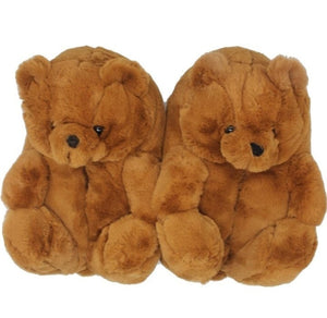"Plush Teddy Bear" Slippers Shoes (Light Brown)(One Size fit All)