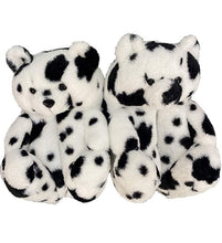 Load image into Gallery viewer, &quot;Plush Teddy Bear&quot; Slippers Shoes (Black &amp; White)(One Size fit All)
