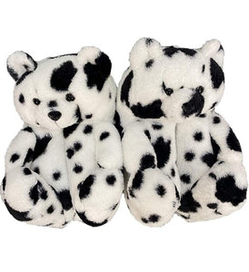 "Plush Teddy Bear" Slippers Shoes (Black & White)(One Size fit All)
