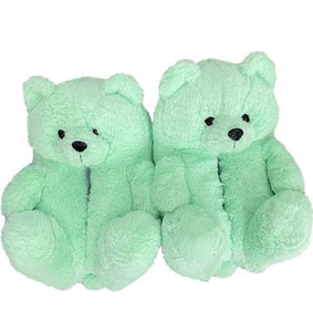 "Plush Teddy Bear" Slippers Shoes (Mint Light Green)(One Size fit All)