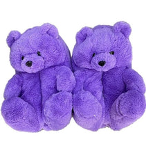 Load image into Gallery viewer, &quot;Plush Teddy Bear&quot; Slippers Shoes (Purple)(One Size fit All)
