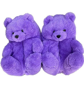 "Plush Teddy Bear" Slippers Shoes (Purple)(One Size fit All)