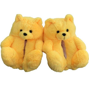 "Plush Teddy Bear" Slippers Shoes (Yellow)(One Size fit All)