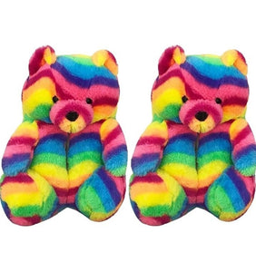 "Plush Teddy Bear" Shoes (Bright Rainbow)(One Size fit All)