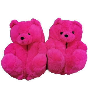 "Plush Teddy Bear" Slippers Shoes (Hot Pink)(One Size fit All)
